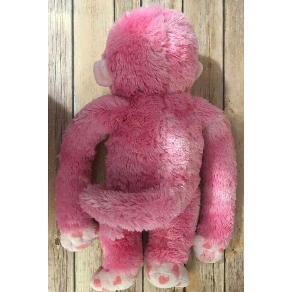 Bulid A Bear Plush Pink Hearts Monkey Hug For You Hanging Monkey 18" Stuffed Toy - Picture 8 of 11